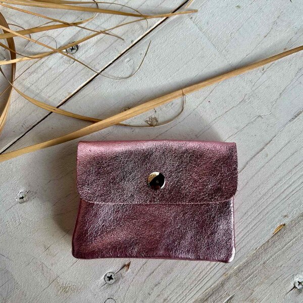 Leder-Portemonnaie S rosa metallic