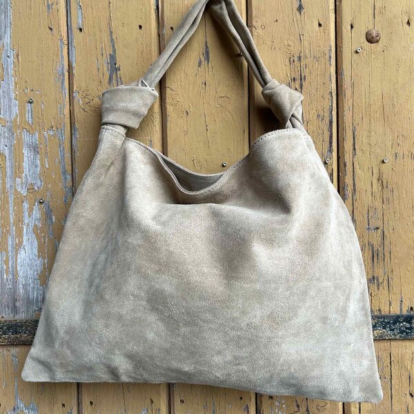 Velours-Hobo-Shopper "taupe hell"