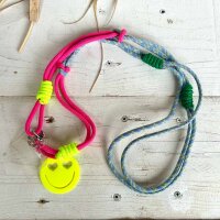 Handgeflochtene Handykette Smiley neongelb