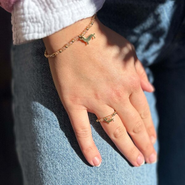 Ring "Dackel beige" vergoldet