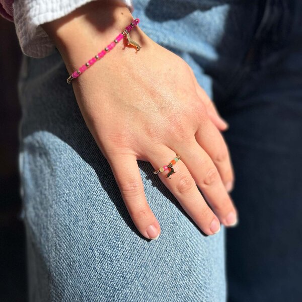 Ring "Dackel bunt" vergoldet