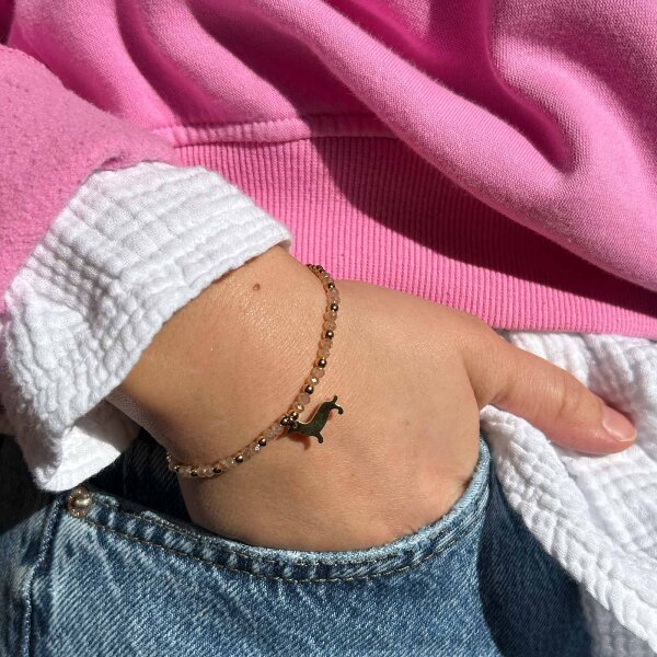 Armband "Dackel beige" vergoldet