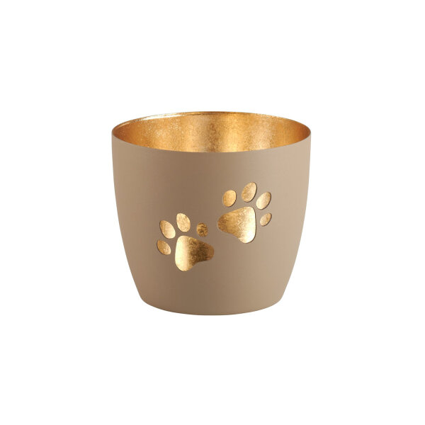 Windlicht Madras "Pfoten" sandstone/gold von Giftcompany