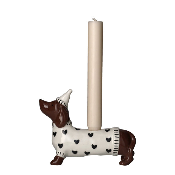Mignon Kerzenhalter "Dackel mit Mütze weiß" Giftcompany