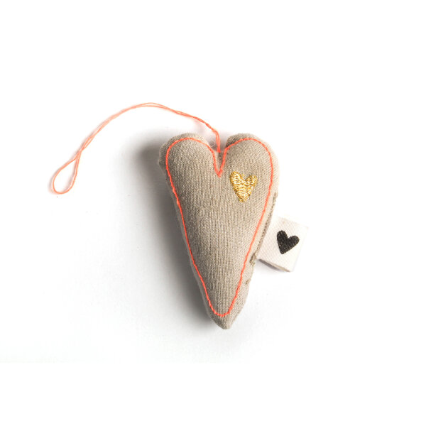 Herzstoff Anhänger "Goldenes Herz" grau von Good old Friends