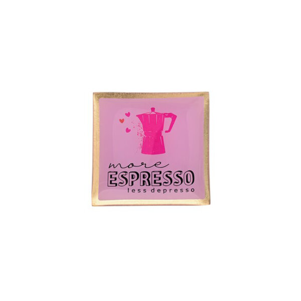Glasteller Love Plates "More espresso less depresso" von Giftcompany