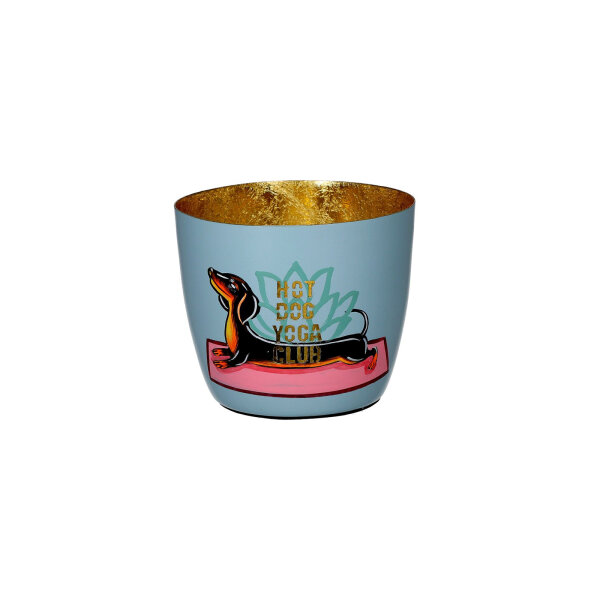 Windlicht Madras "Yoga Hund" blau/gold von Giftcompany