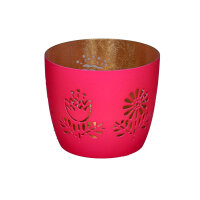 Windlicht Madras "Blumen" hot pink/gold von...
