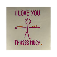 Bunte Fliese "I love you thisss much" von Yett