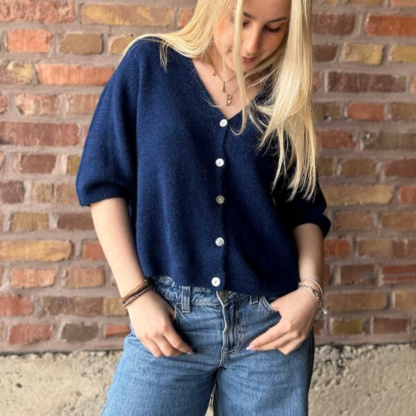 Kurzarm-Cardigan "dunkelblau" One Size