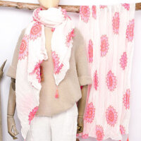 Baumwolltuch im Blockprint "Neon Mandala auf...