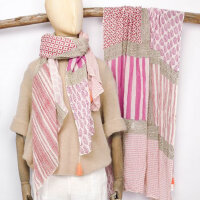 Baumwolltuch im Blockprint "Patchwork rosatöne...