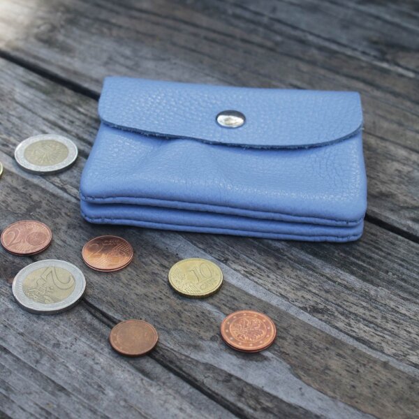 Leder-Portemonnaie S azurblau