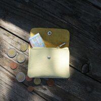Leder-Portemonnaie S buttergelb