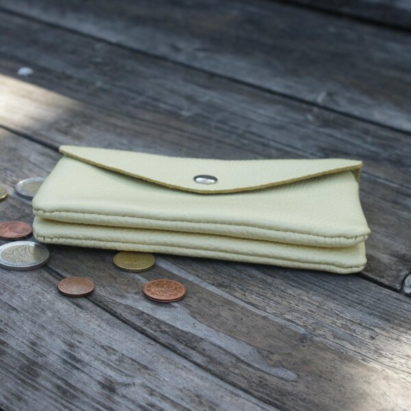 Leder-Portemonnaie L buttergelb