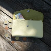 Leder-Portemonnaie L buttergelb