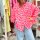 Musselinbluse regular "Leo neonpink-weiß-neonorange" One Size