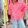 Musselinbluse regular "Leo neonpink-weiß-neonorange" One Size