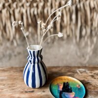 Vase Streifen blau