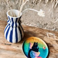 Vase Streifen blau
