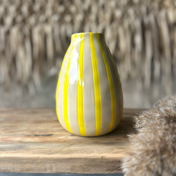Vase Stripe Dolomite yellow