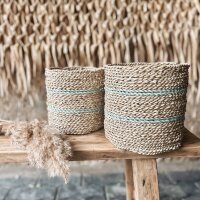 Korb natur-vintage-green