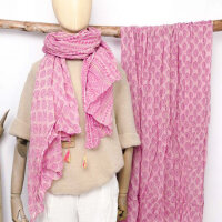 Baumwolltuch im Blockprint "beige-fuxia mit...
