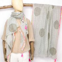 Baumwolltuch im Blockprint "Mandala grau-grün...