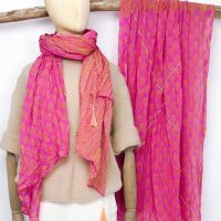 Baumwolltuch im Blockprint "Mustermix pink-orange...