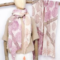 Baumwolltuch im Blockprint "Mandala Pink mit...