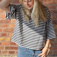 Sweat-T-Shirt "Soleil" weiß-dunkelblau...