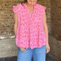 Musselin-Top "Leo flieder-neonorange" One Size