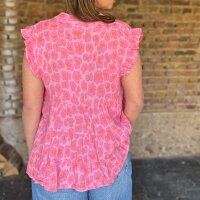 Musselin-Top "Leo flieder-neonorange" One Size