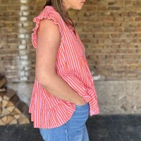 Musselin-Top "Streifen neonorange-rosa" One Size