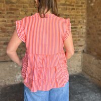 Musselin-Top "Streifen neonorange-rosa" One Size