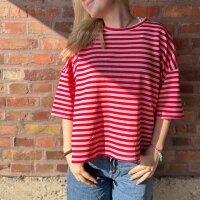 Sweat-T-Shirt "Streifen"rosa-rot" One Size