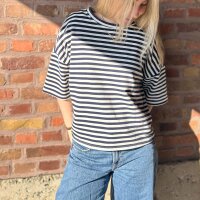 Sweat-T-Shirt "Streifen" weiß-navy One Size