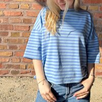 Sweat-T-Shirt "Streifen" azurblau-hellblau One...
