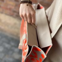 Shopper "Frida" Leo beige-neonorange
