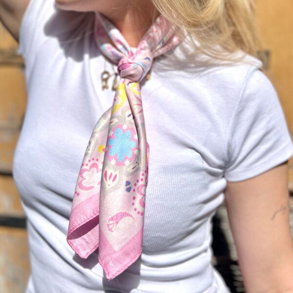 Großes Viskosetuch "Paisleymuster rosa"
