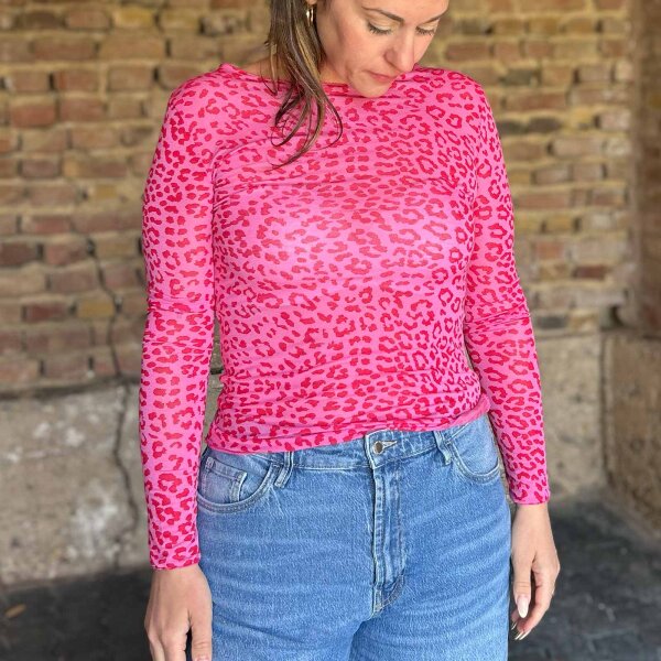 Cashmere-Viskose-Mix Shirt "Leo pink-rot" One Size