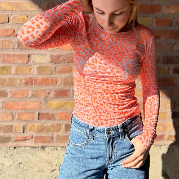 Cashmere-Viskose-Mix Shirt "Leo neonorange-rosa" One Size