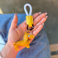 Dackel-Anhänger mit Paracord-Schlaufe gelb