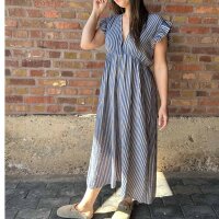 Maxi-Musselinkleid mit Volant "Streifen...