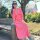 Maxi-Musselinkleid "Blockstreifen rosa-neonorange" One Size