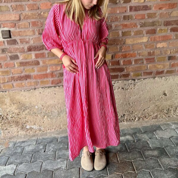 Maxi-Musselinkleid "Streifen pink-rot" One Size