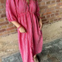 Maxi-Musselinkleid "Streifen pink-rot" One Size