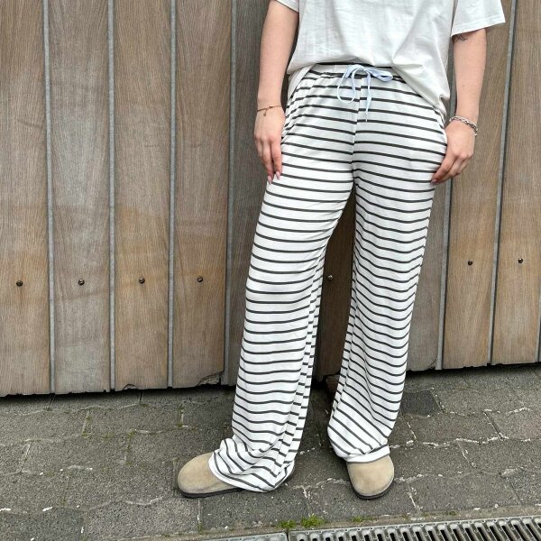 Gestreifte Hose weiß-khaki" One Size