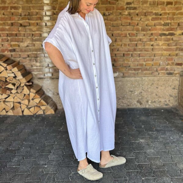 Langes Musselin-Hemdkleid "weiß" One Size