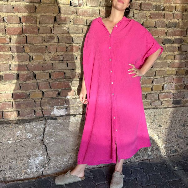 Langes Musselin-Hemdkleid "pink" One Size